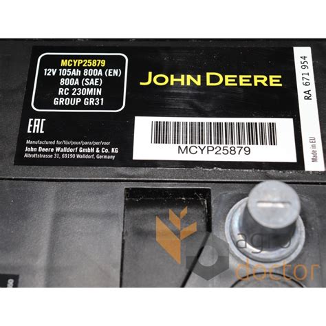 john deere 575 skid steer battery|john deere ty25879 battery.